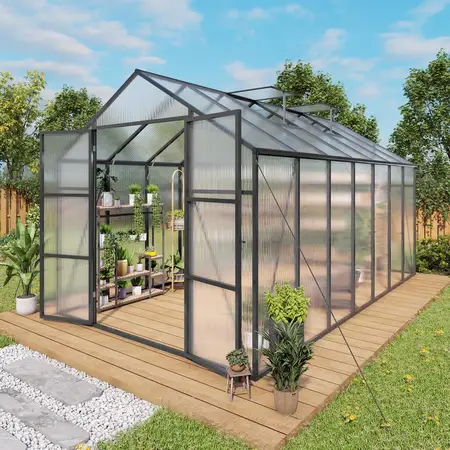 8x14x7.8 FT Outdoor Greenhouse with Stronger Wind Protection