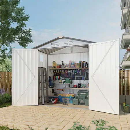 Galvanized Steel Garden Shed with Lockable Door