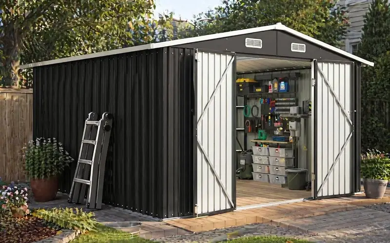 Metal Shed with a Sloped Roof