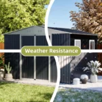 10 8 ft gray metal storage shed with four windows and lockable sliding door 6