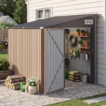 8x6 ft galvanized steel lean to storage shed with sloping roof 1