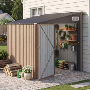 8x6 ft galvanized steel lean to storage shed with sloping roof 1