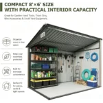 8x6 ft galvanized steel lean to storage shed with sloping roof 5